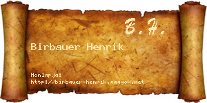 Birbauer Henrik névjegykártya